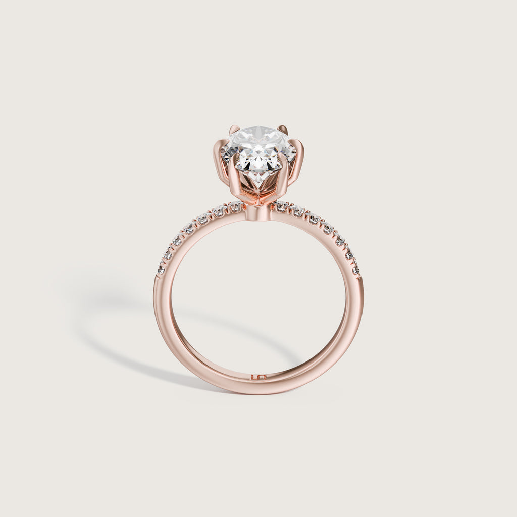 Icon Oval Solitaire - 6 Claw - Diamond Band