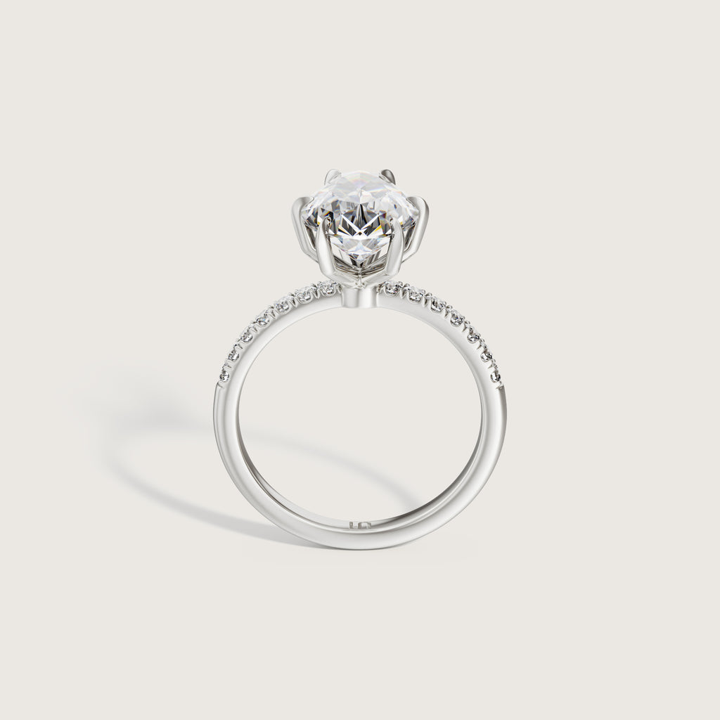 Icon Pear Solitaire - 6 Claw - Diamond Band