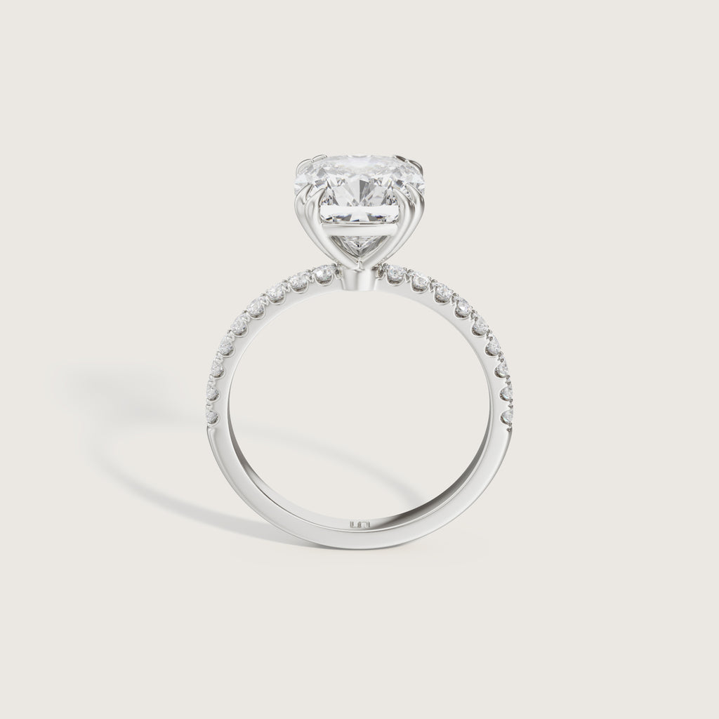 Lotus Cushion Solitaire - Diamond Band