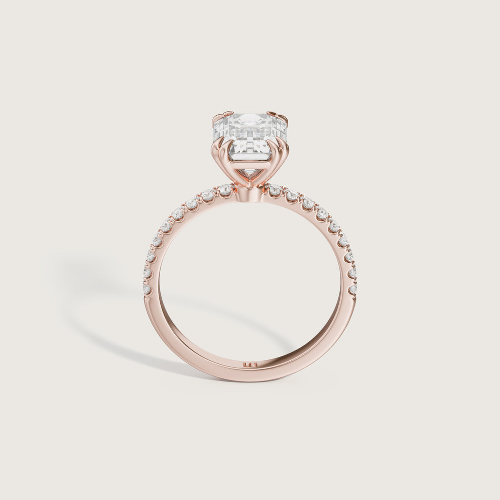 Lotus Emerald Solitaire - Diamond Band