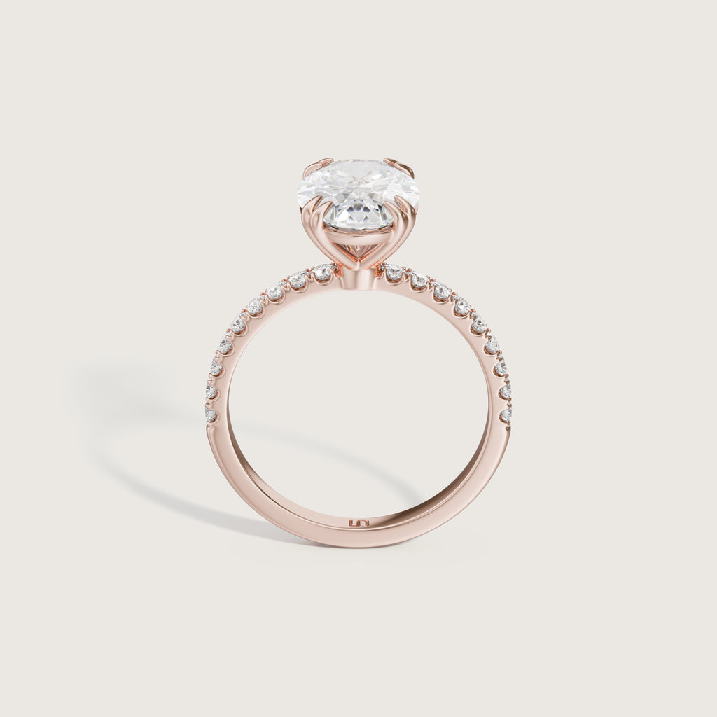 Lotus Oval Solitaire - Diamond Band