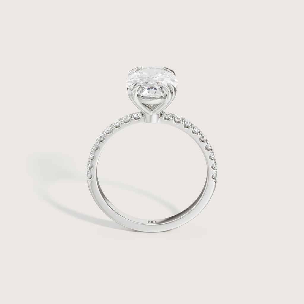 Lotus Oval Solitaire - Diamond Band