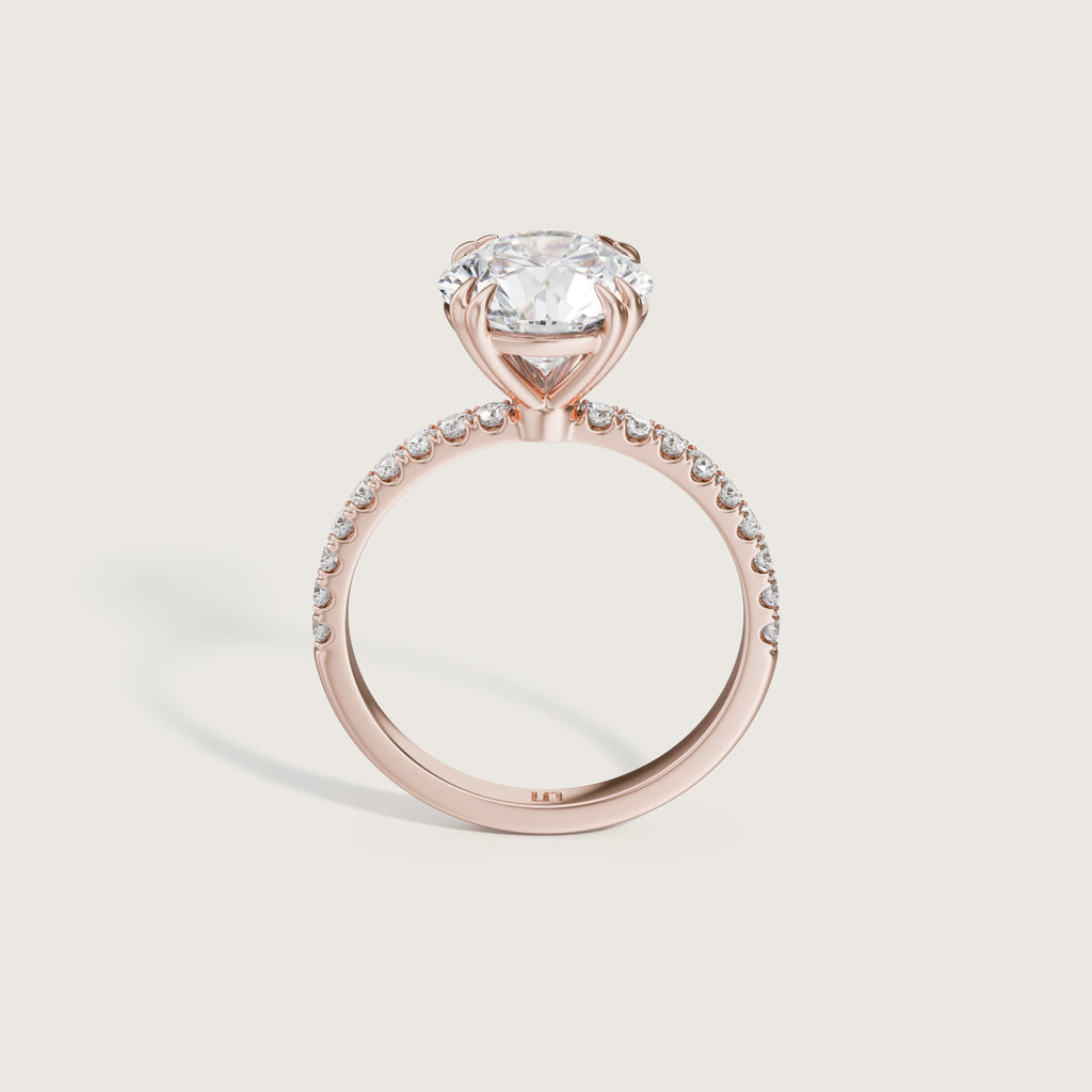 Lotus Round Solitaire - Diamond Band