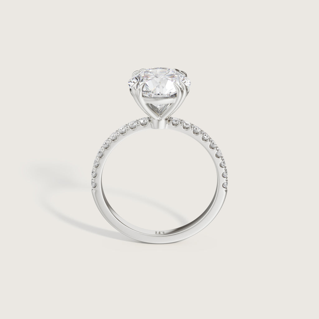 Lotus Round Solitaire - Diamond Band