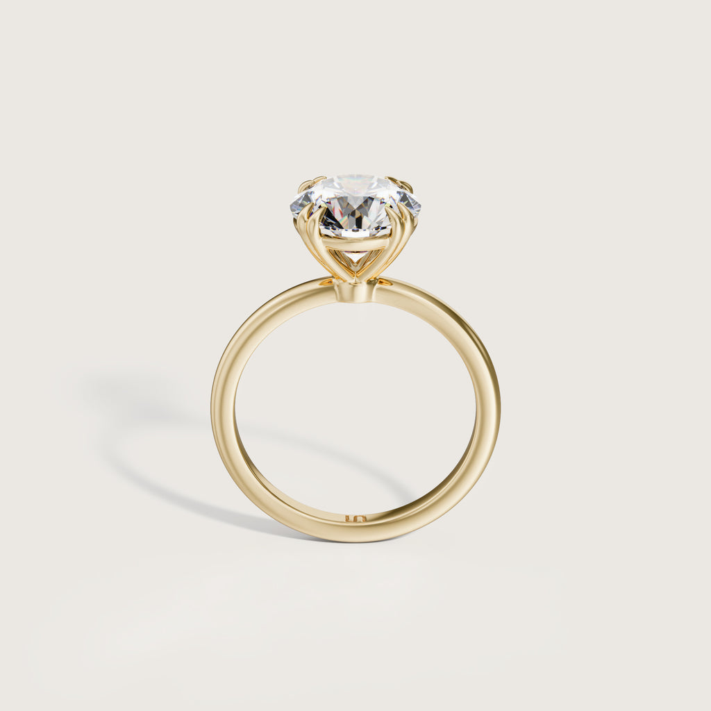 Lotus Round Solitaire - Diamond Band