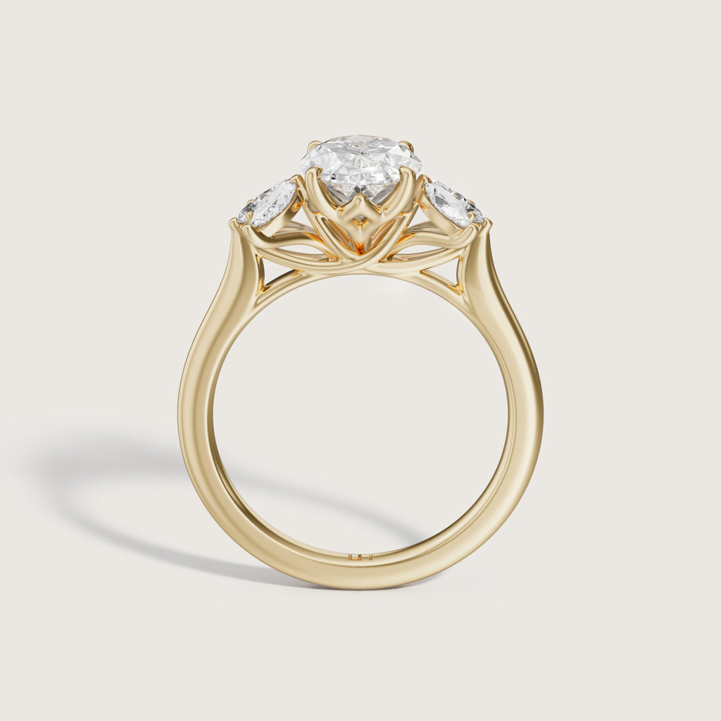 Gold Side Rings Agave Oval Side Stone Ring | Lindelli
