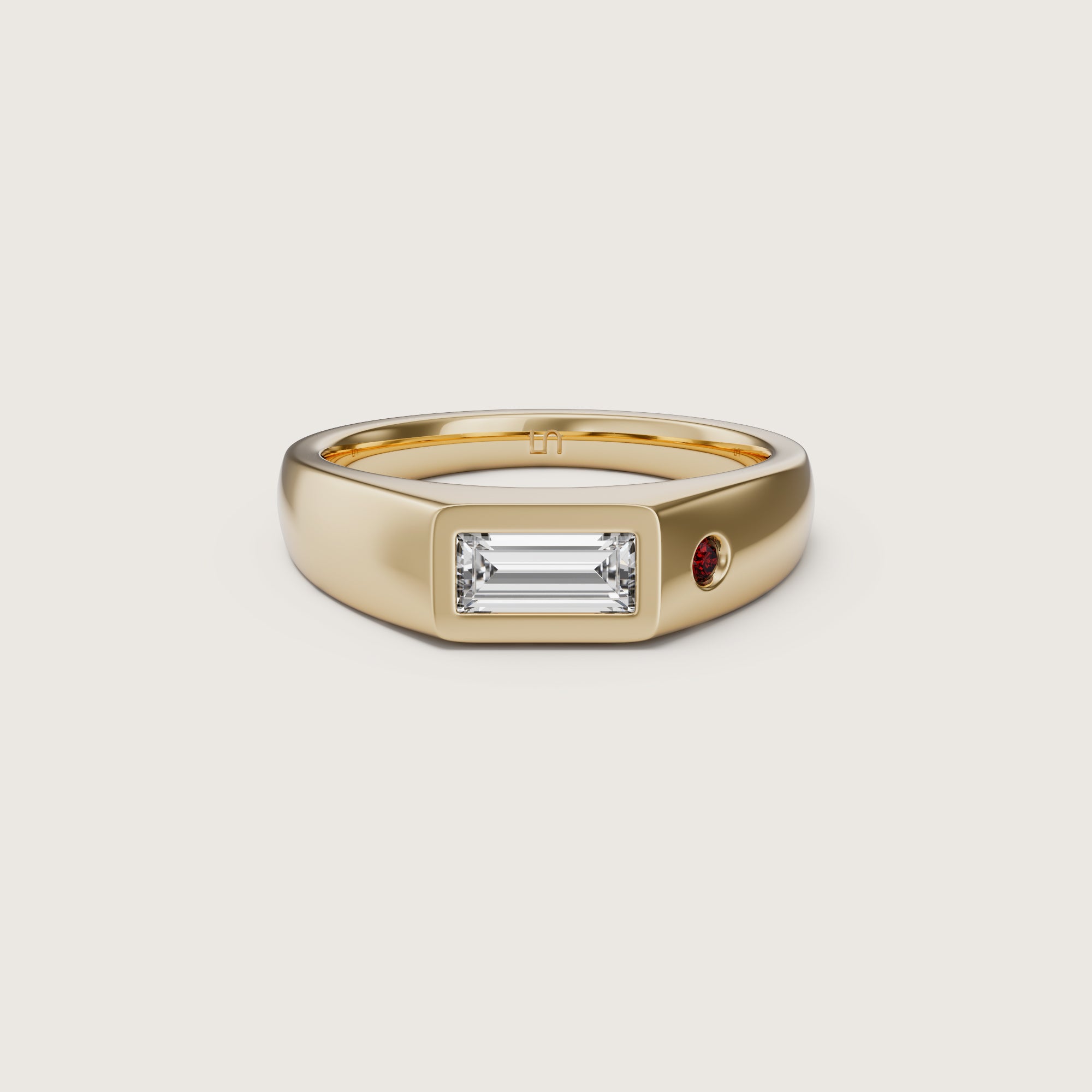 Amare Mini Signet Baguette Diamond Birthstone Lindelli