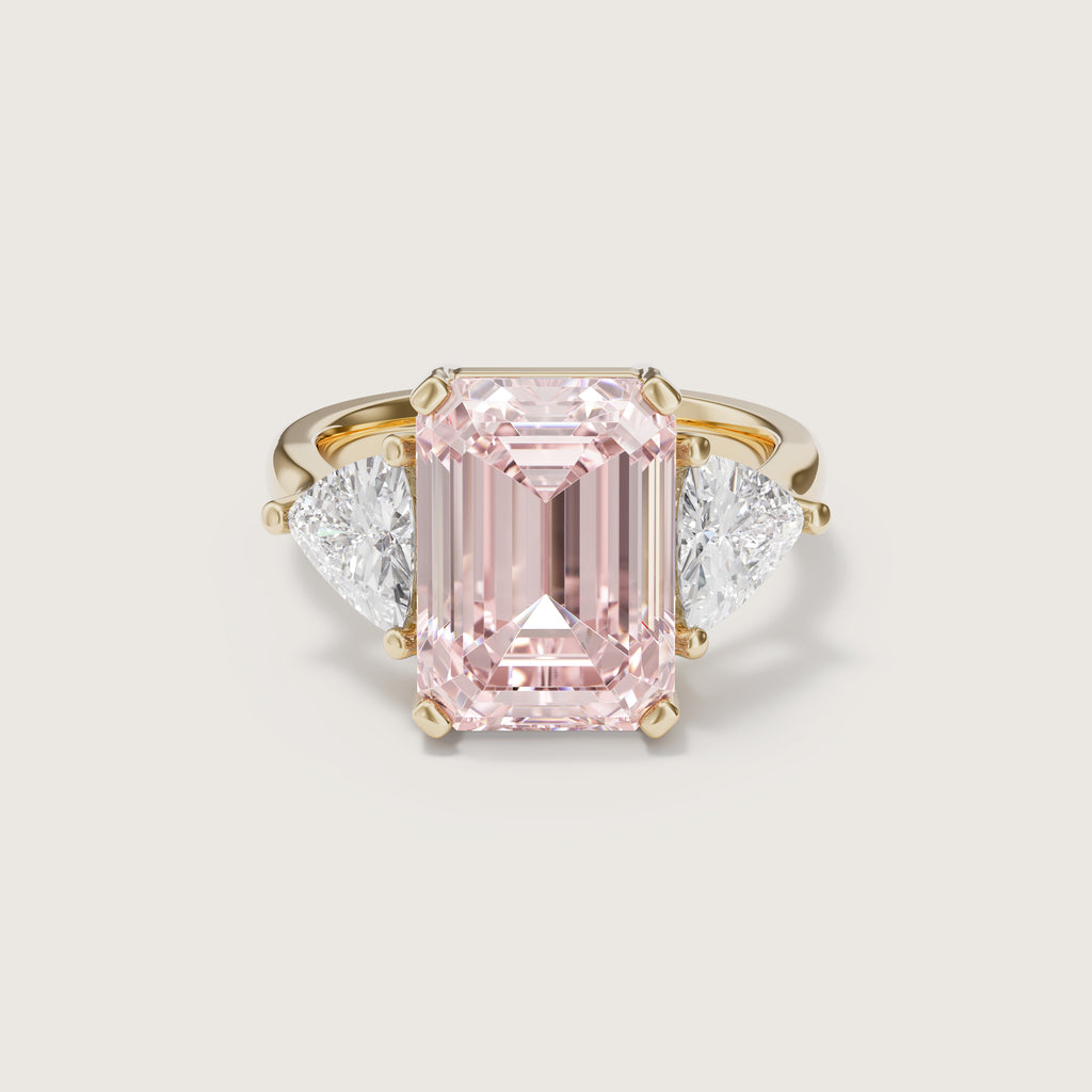 Anais Pink Emerald Cut Diamond Trilliant Trilogy