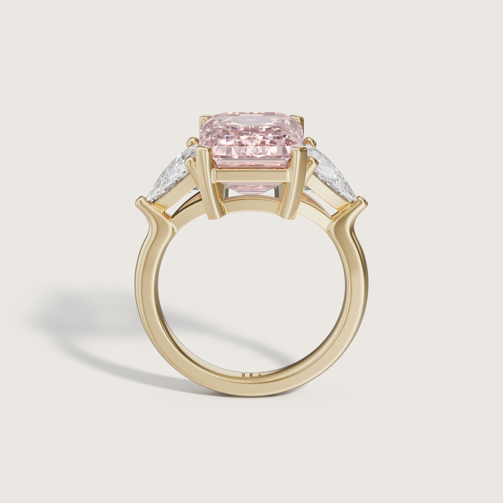Anais Pink Emerald Cut Diamond Trilliant Trilogy