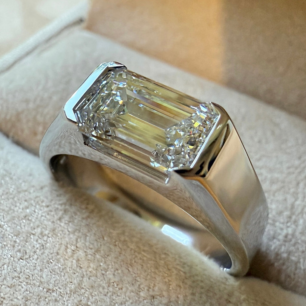 Axis Diamond Ring Men's SIgnet Yellow Gold White Gold 
