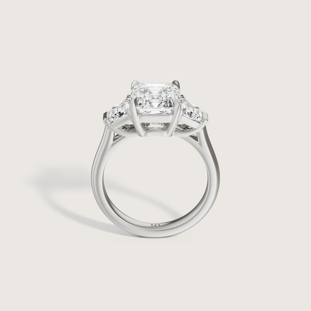 3.00ct Ayana Emerald and Trapezoid Trilogy Ring 18k White Gold