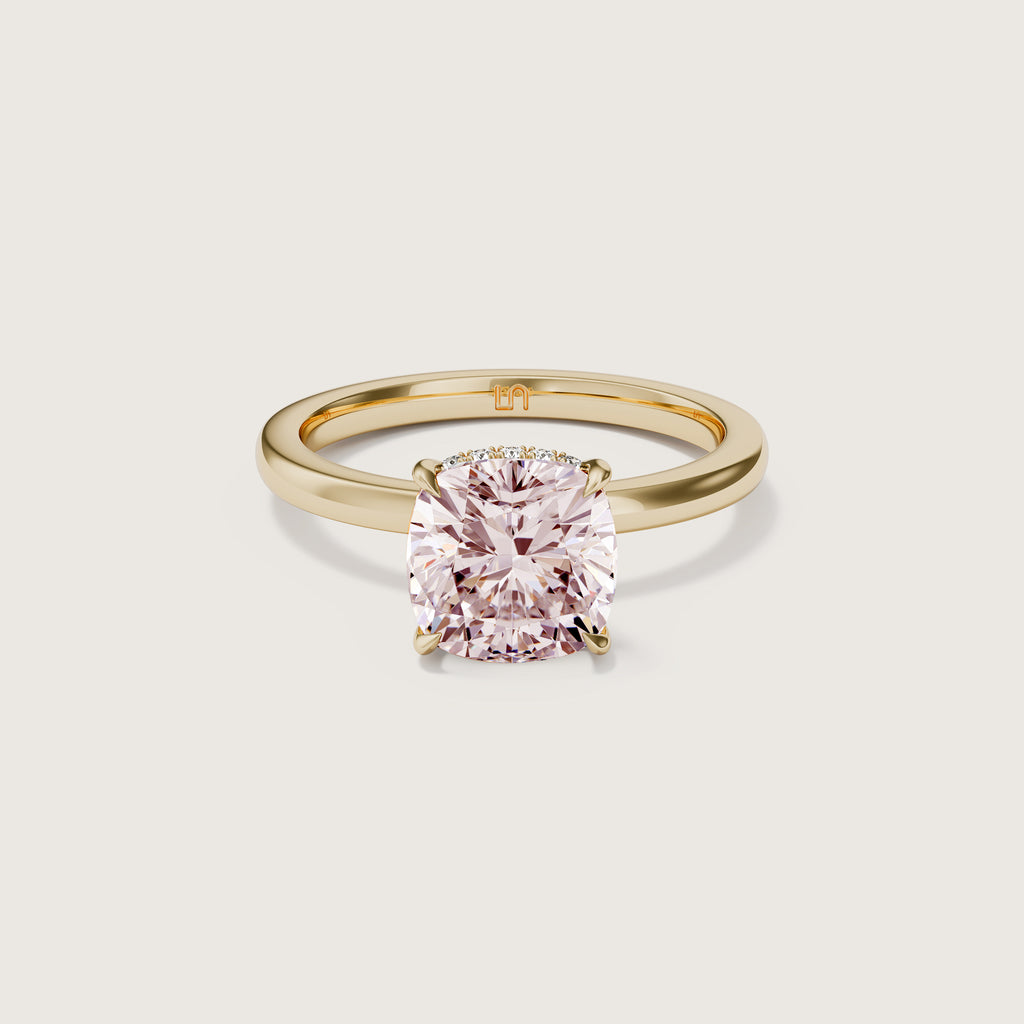 Bianca Cushion Solitaire Pink Diamond - Hidden Halo