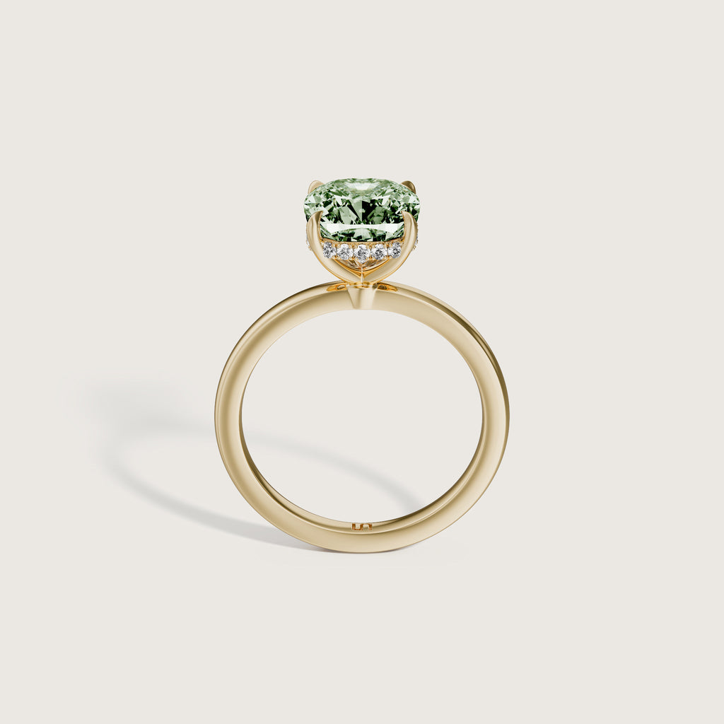 Bianca Cushion Solitaire Green Diamond - Hidden Halo