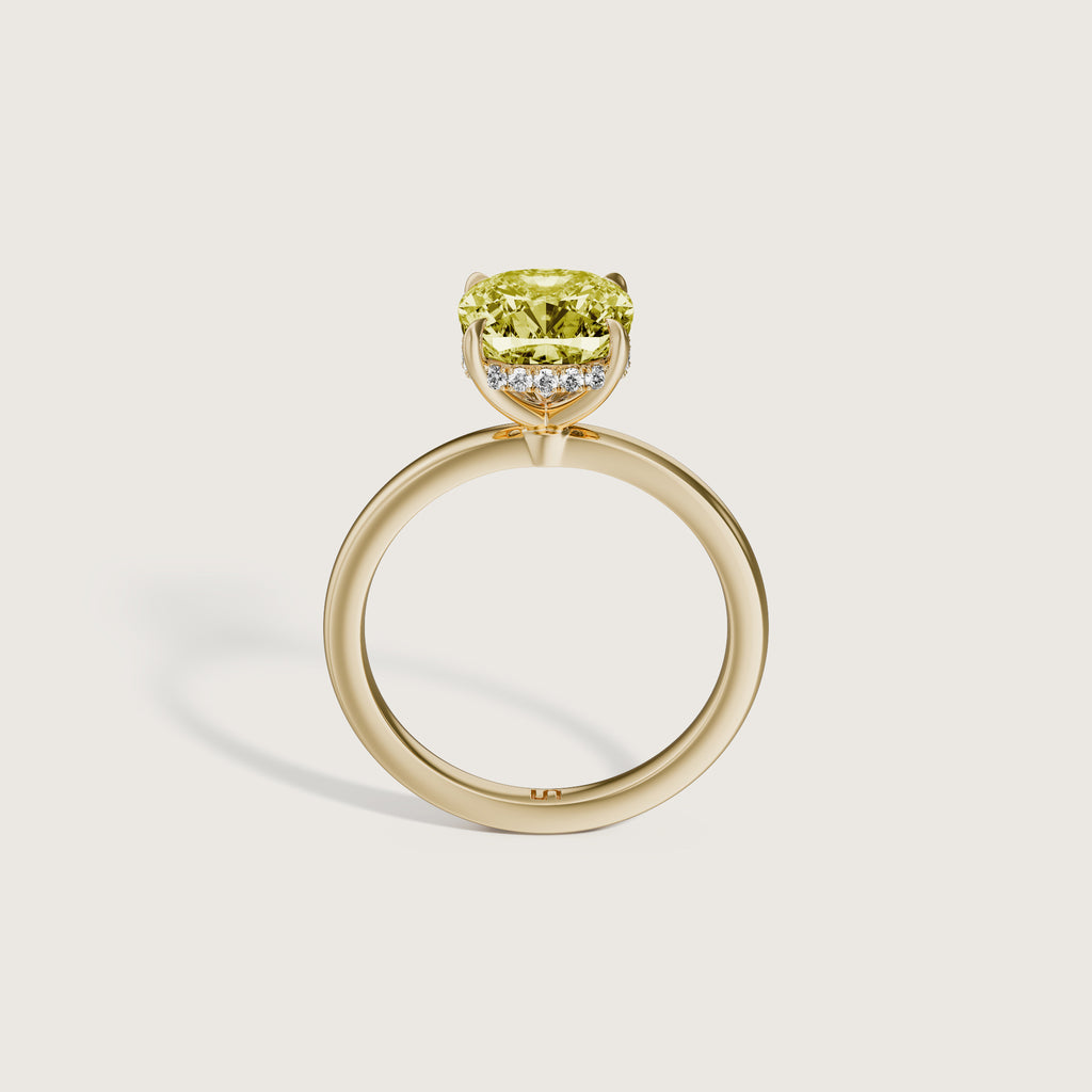 Bianca Cushion Solitaire Yellow Diamond - Hidden Halo