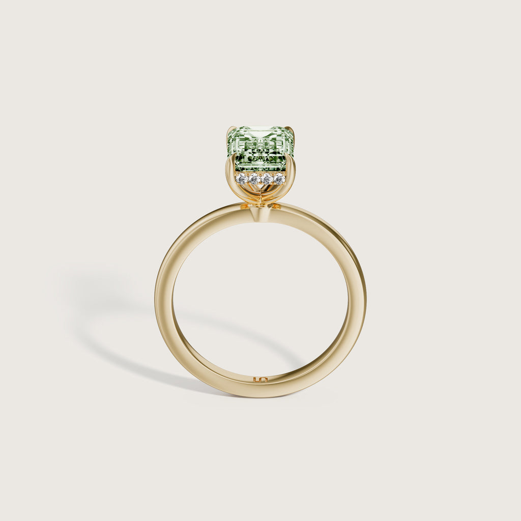 Bianca Emerald Solitaire Green Diamond - Hidden Halo