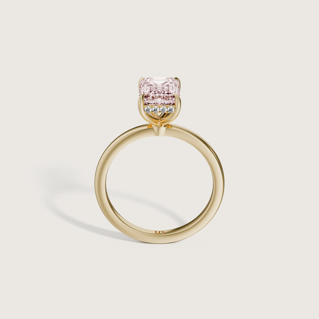 Bianca Emerald Solitaire Pink Diamond - Hidden Halo