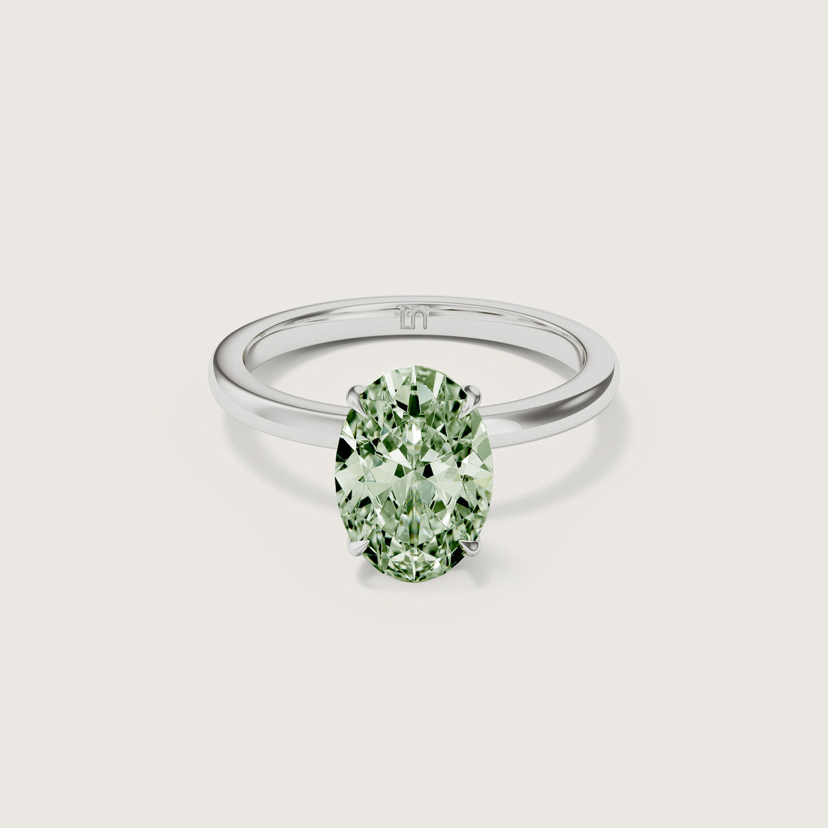 Bianca Oval Solitaire Green Diamond - Hidden Halo | Lindelli