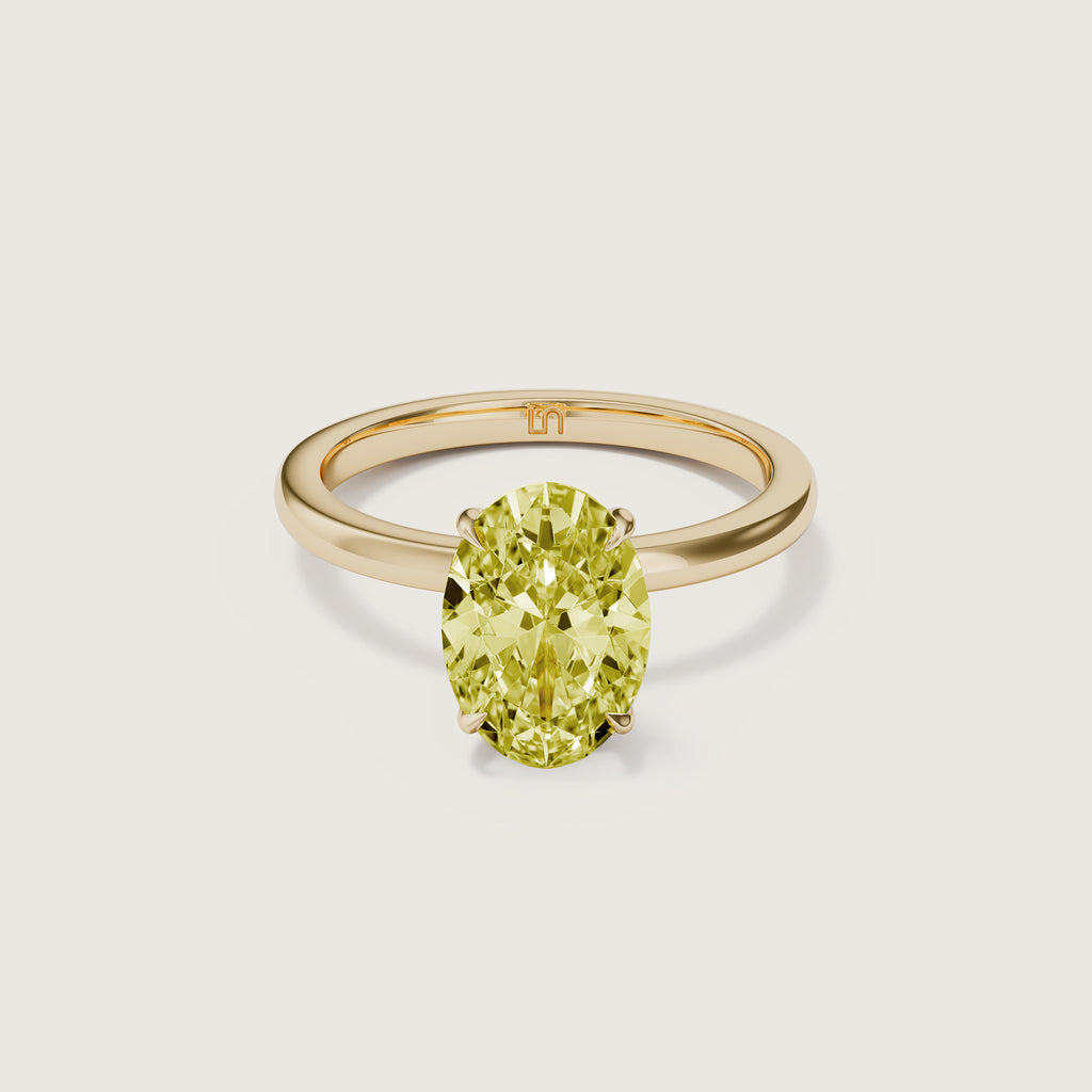Bianca Oval Solitaire Yellow Diamond - Hidden Halo
