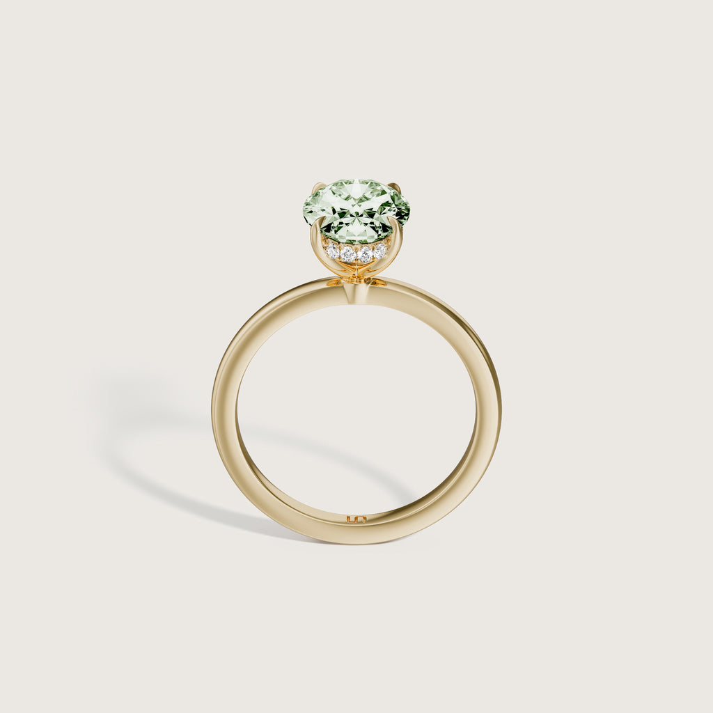 Bianca Oval Solitaire Green Diamond - Hidden Halo