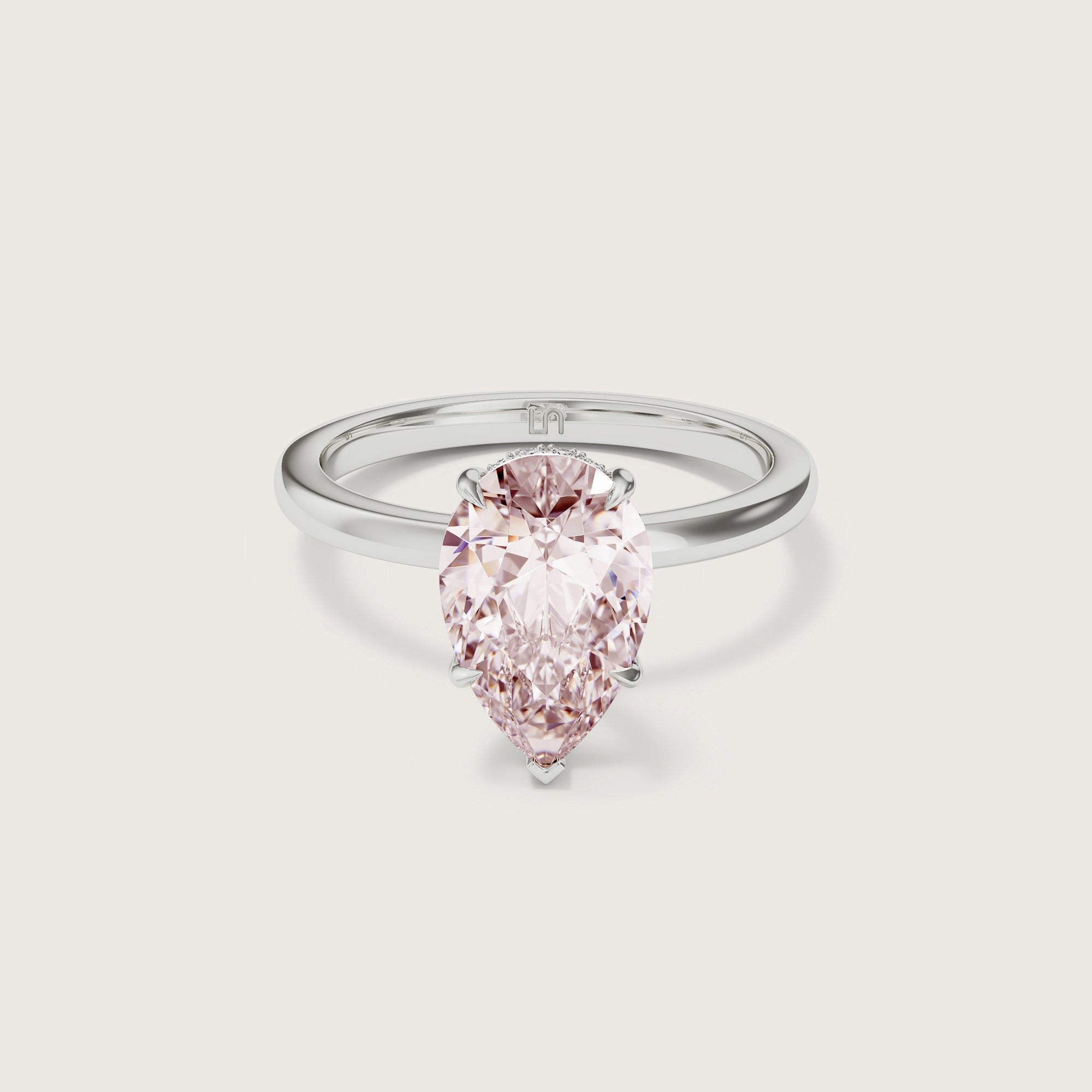 Bianca Pear Solitaire Pink Diamond Hidden Halo
