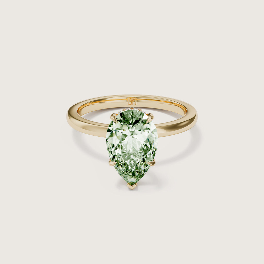 Bianca Pear Solitaire Green Diamond - Hidden Halo
