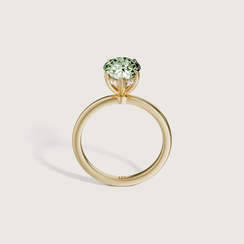 Bianca Pear Solitaire Green Diamond - Hidden Halo