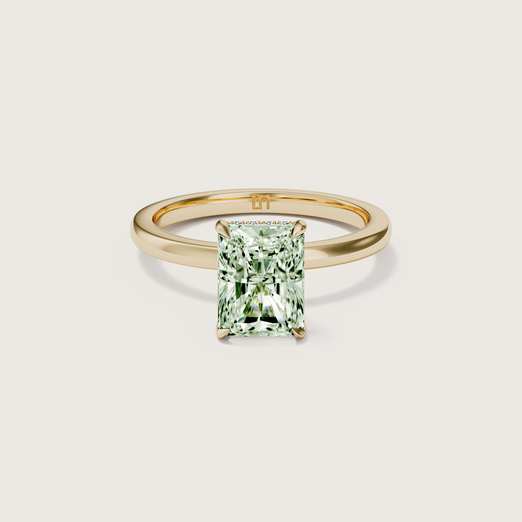 Bianca Radiant Solitaire Green Diamond - Hidden Halo