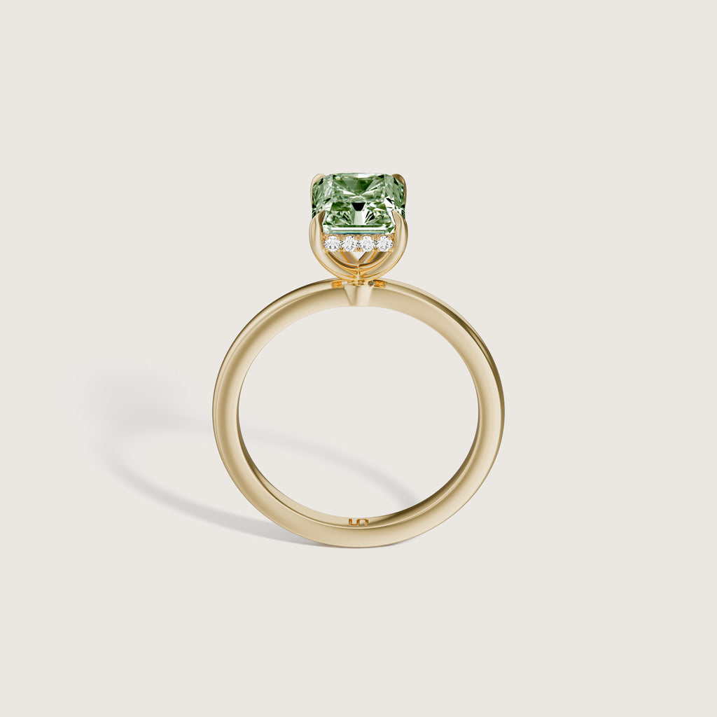 Bianca Radiant Solitaire Green Diamond - Hidden Halo