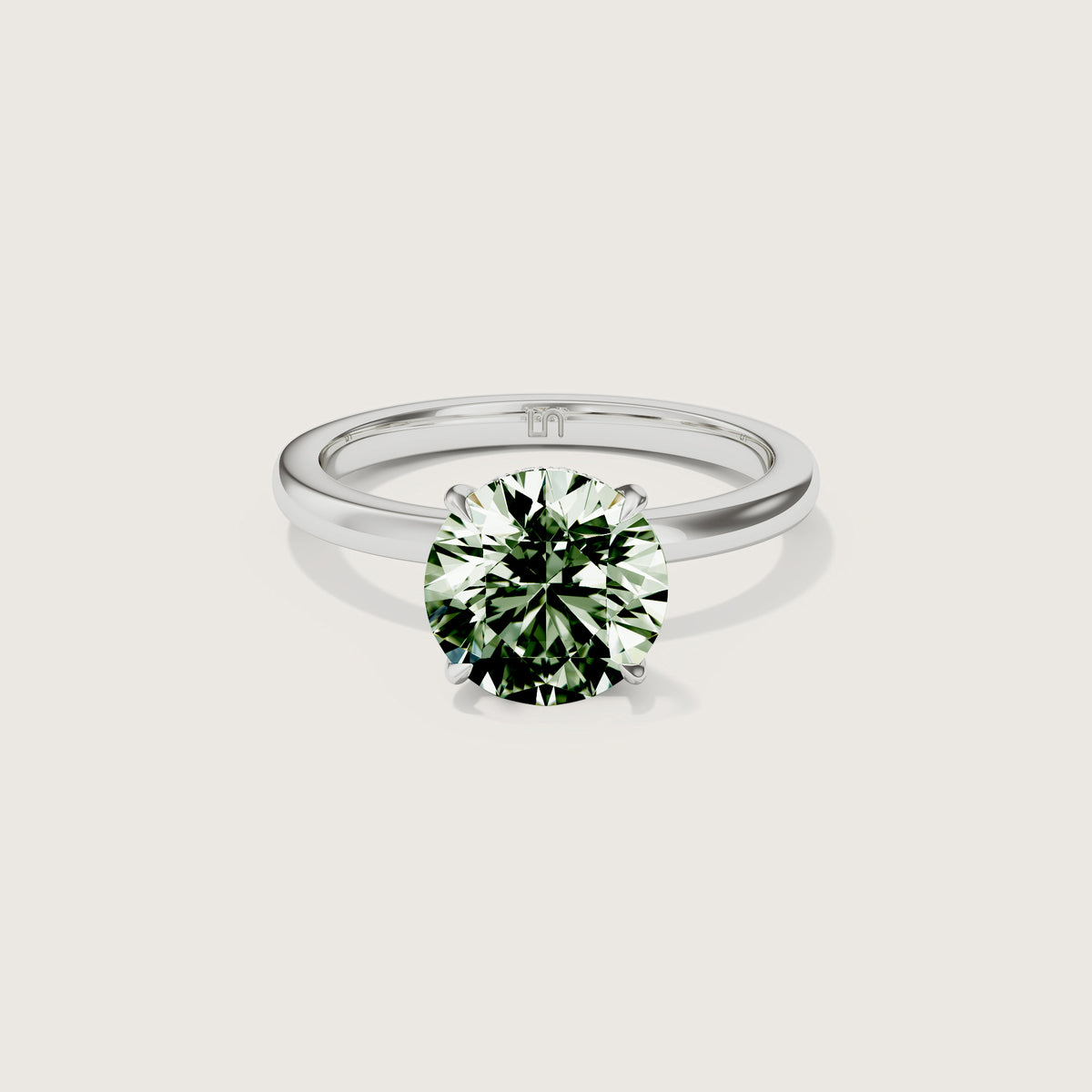 Bianca Round Solitaire Green Diamond - Hidden Halo | Lindelli