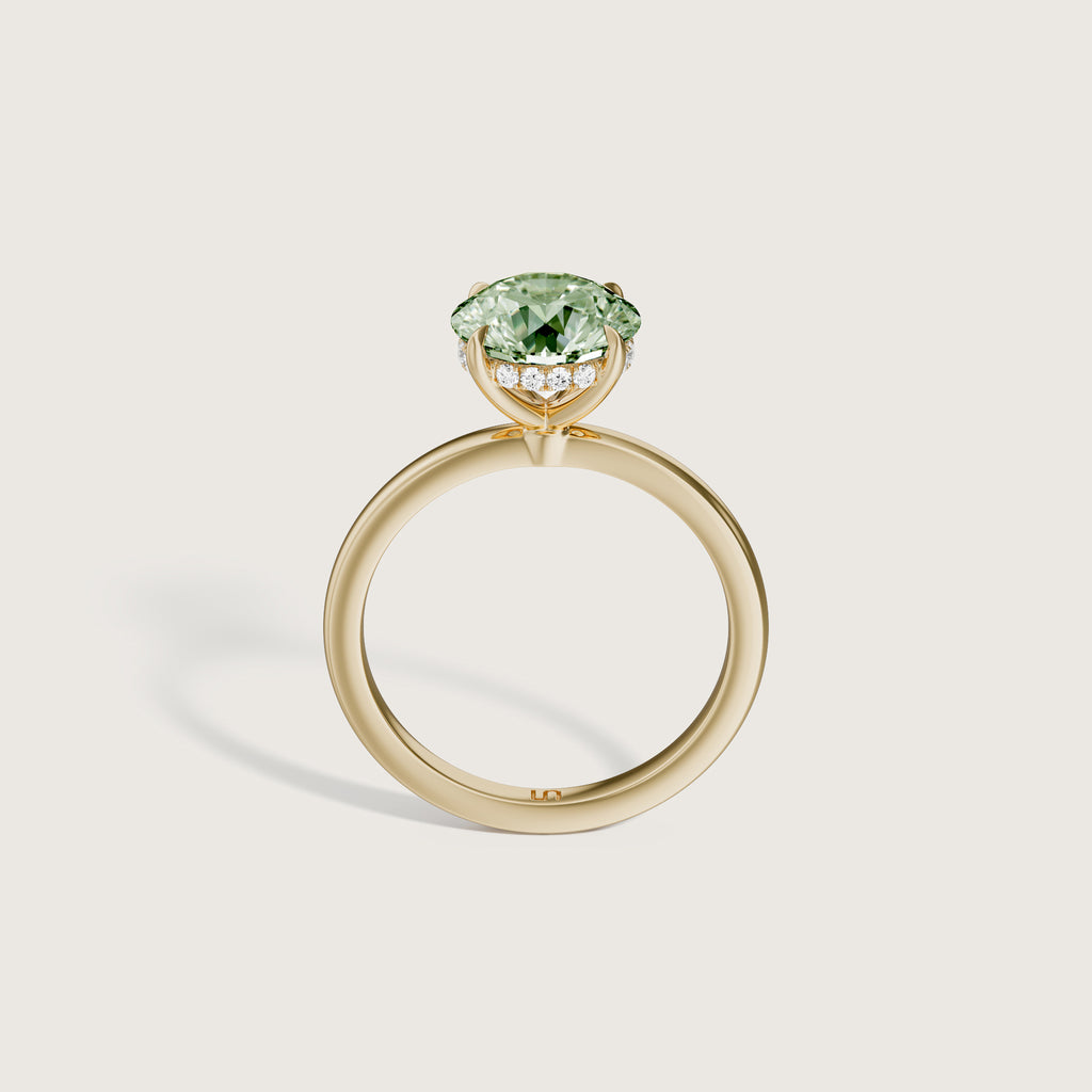 Bianca Round Solitaire Green Diamond - Hidden Halo