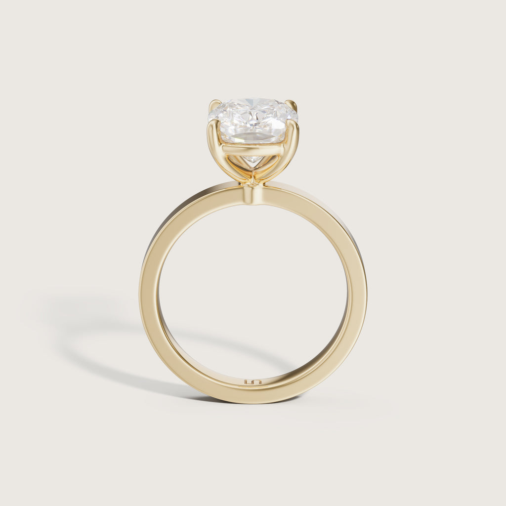 Cleo Flat Band Elongated Cushion Solitaire