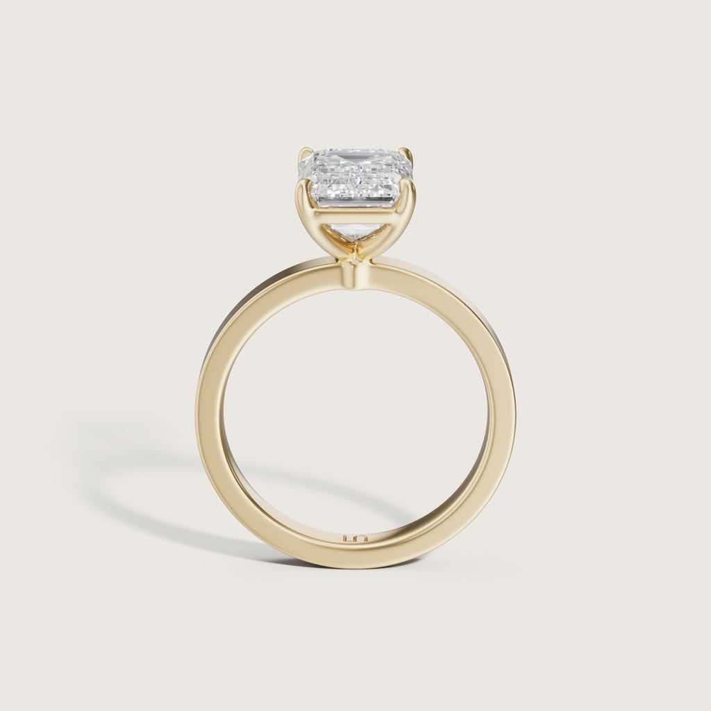 Cleo Flat Band Emerald Cut Solitaire
