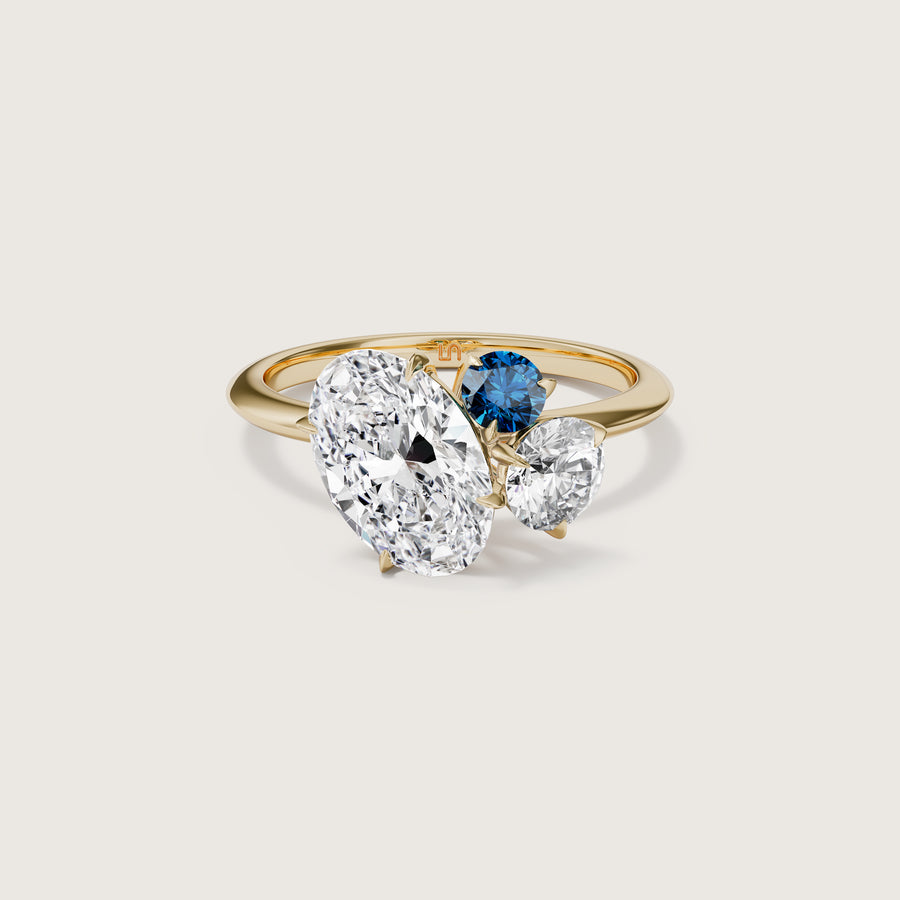 Lindelli Galet oval, round diamond and Australian sapphire ring 
