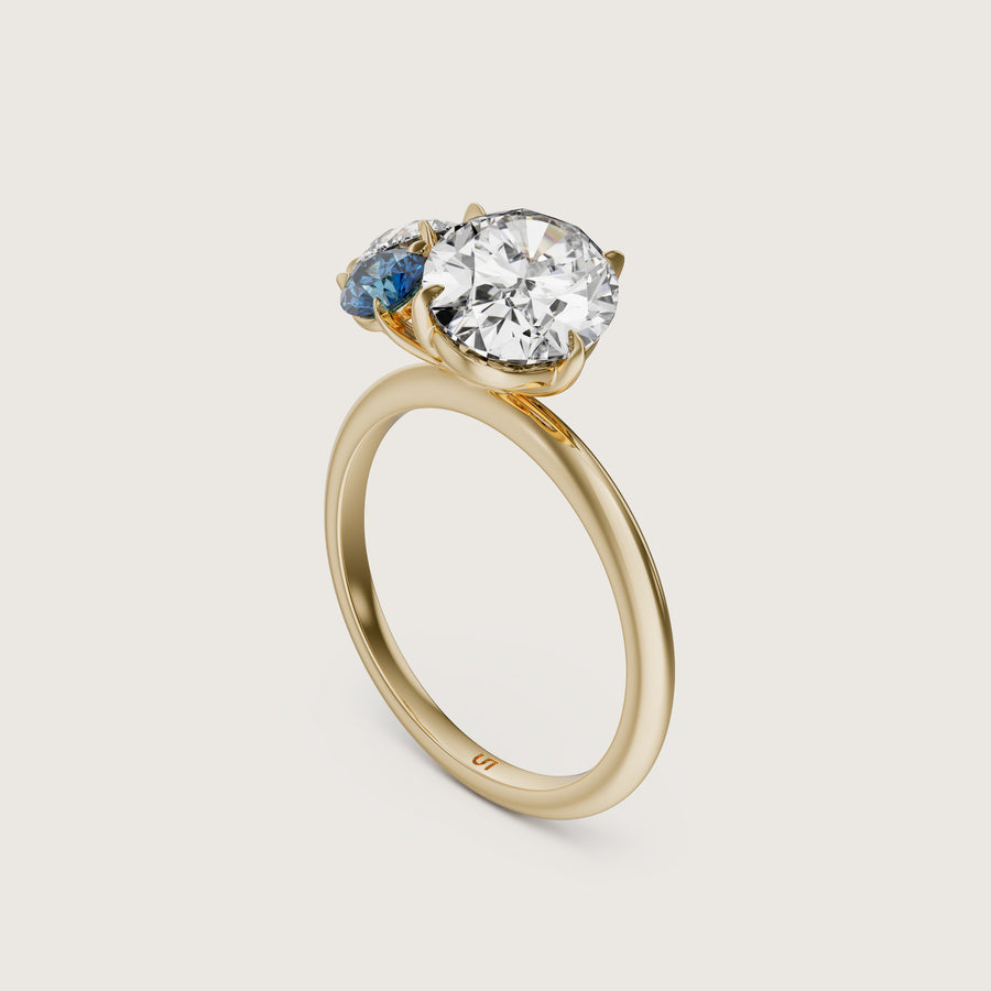Lindelli Galet oval, round diamond and Australian sapphire ring 