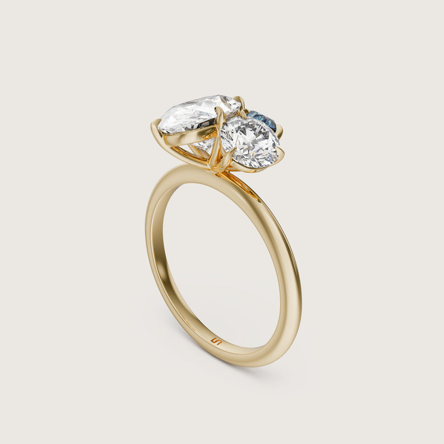 Lindelli Galet oval, round diamond and Australian sapphire ring 