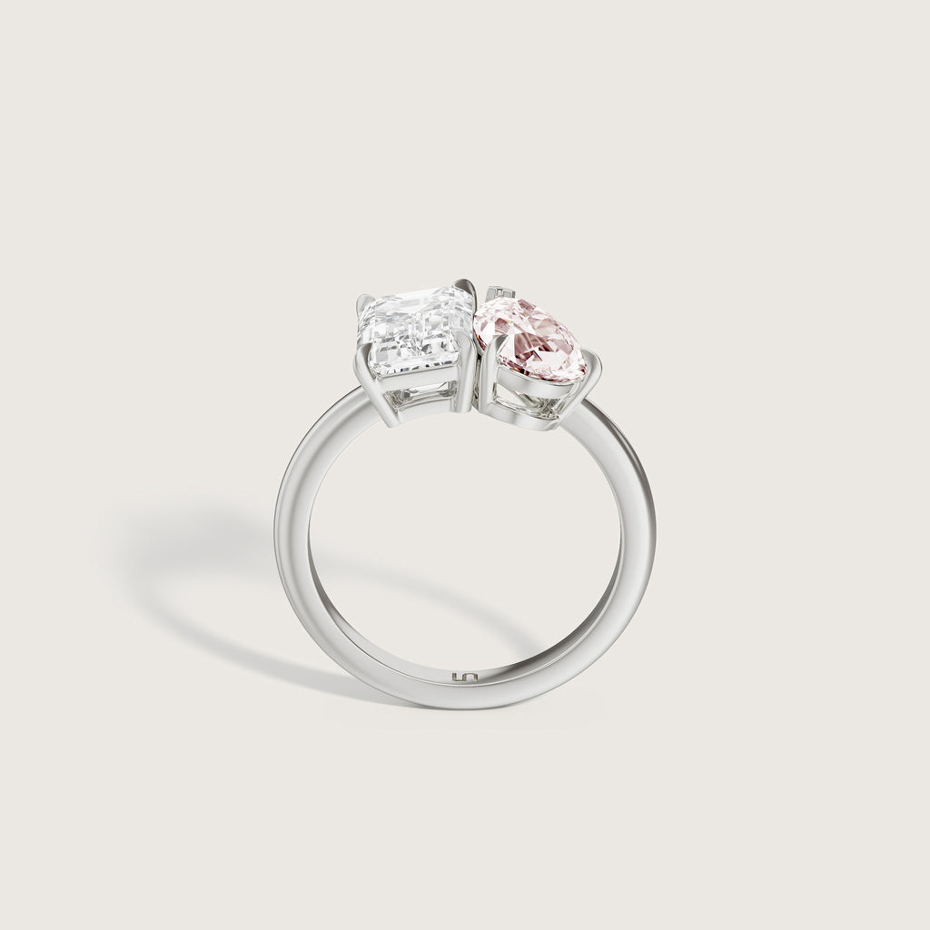 Esther Toi-et-moi Emerald Pear White & Pink Diamond
