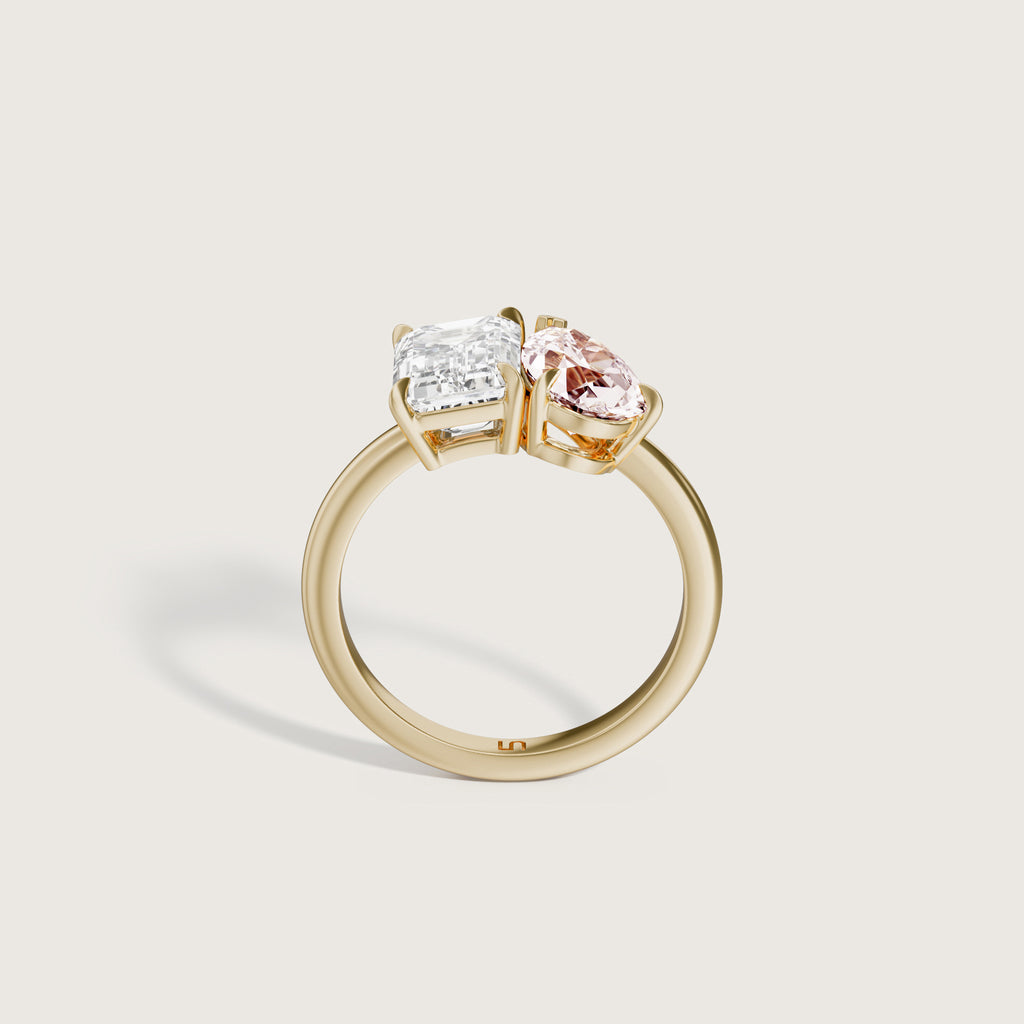 Esther Toi-et-moi Emerald Pear White & Pink Diamond