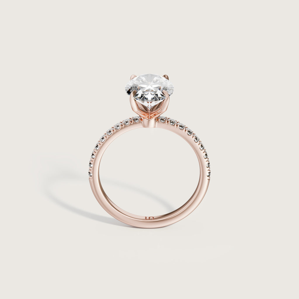 Icon Oval Solitaire - 4 claw - Diamond Band