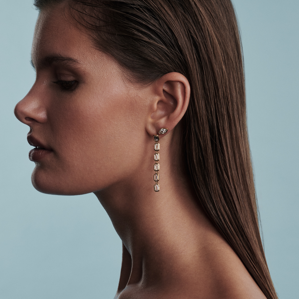 Cadre Drop Earrings Emerald