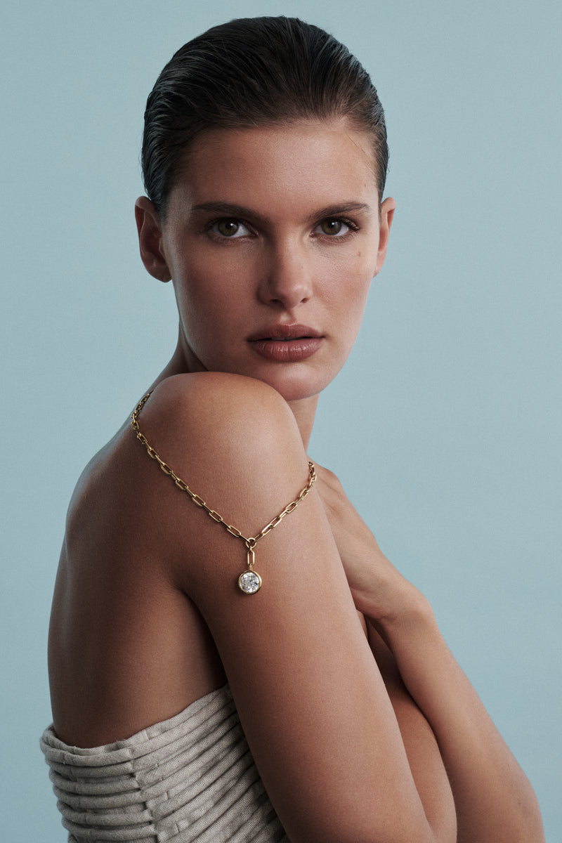 Large 18k Yellow Gold 5 Carat Necklace Paperclip Chain