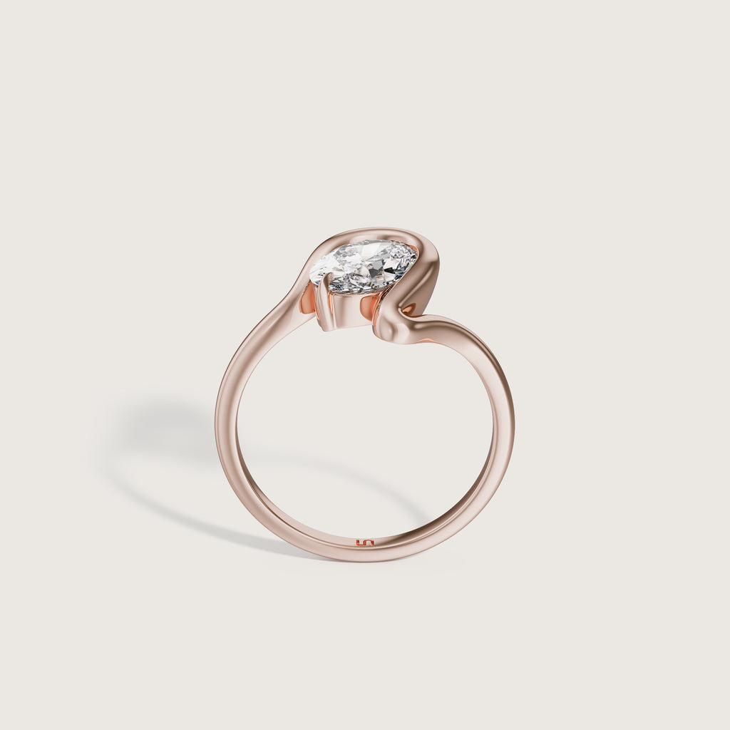 Bloom Oval Half Bezel Solitaire