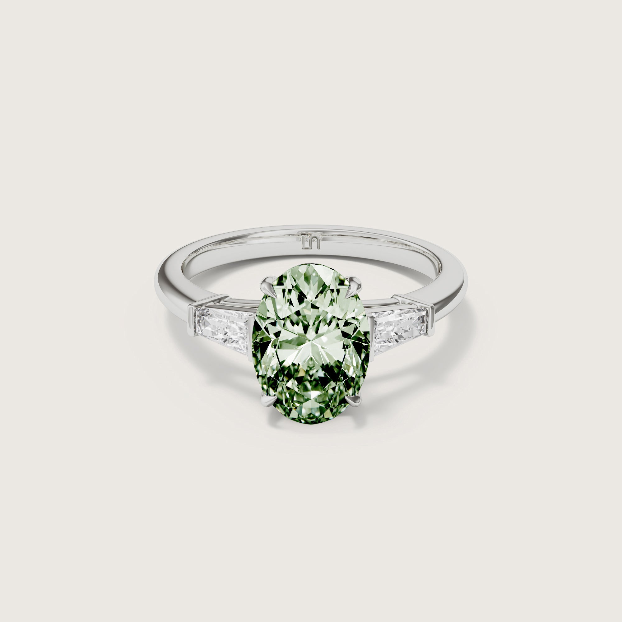 Mayfair Oval Baguette Trilogy Green Diamond - Main Image
