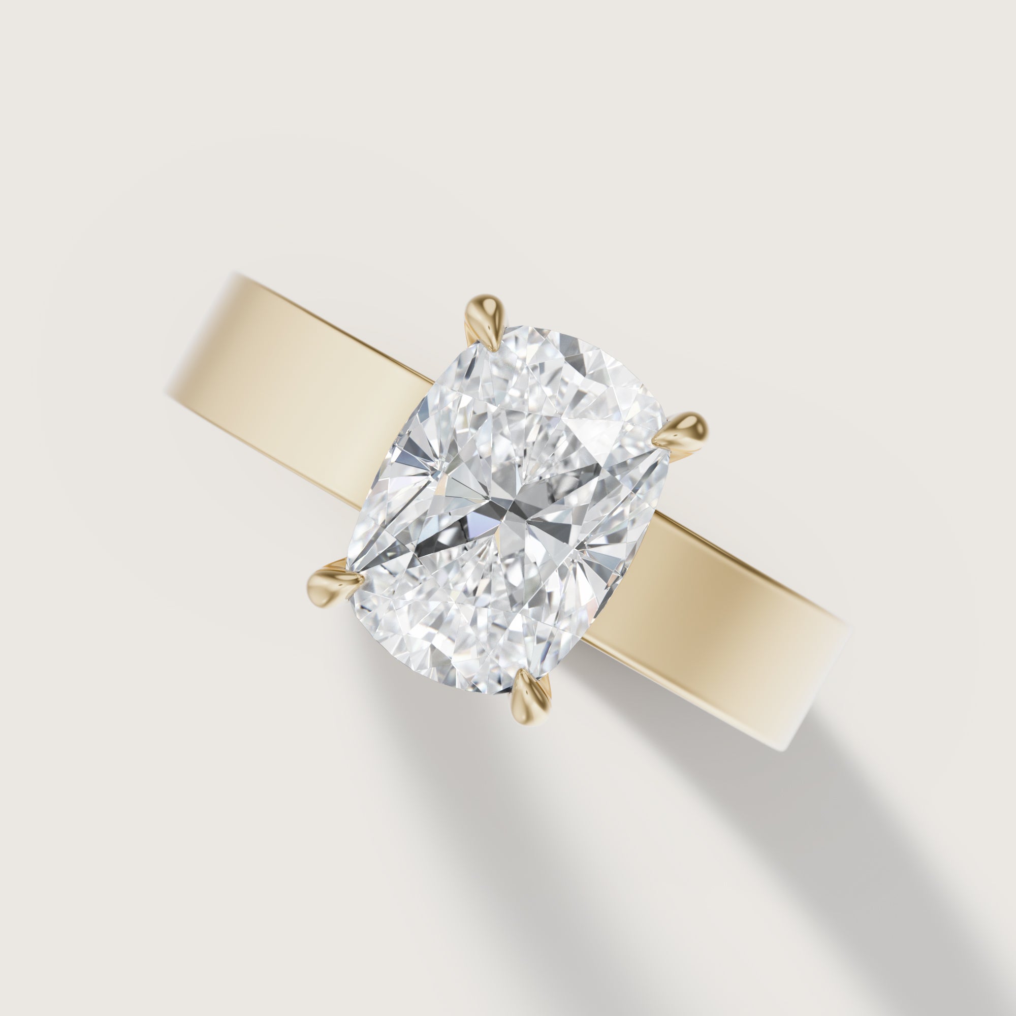 Sfera Elongated Cushion Flat Band Solitaire Lindelli