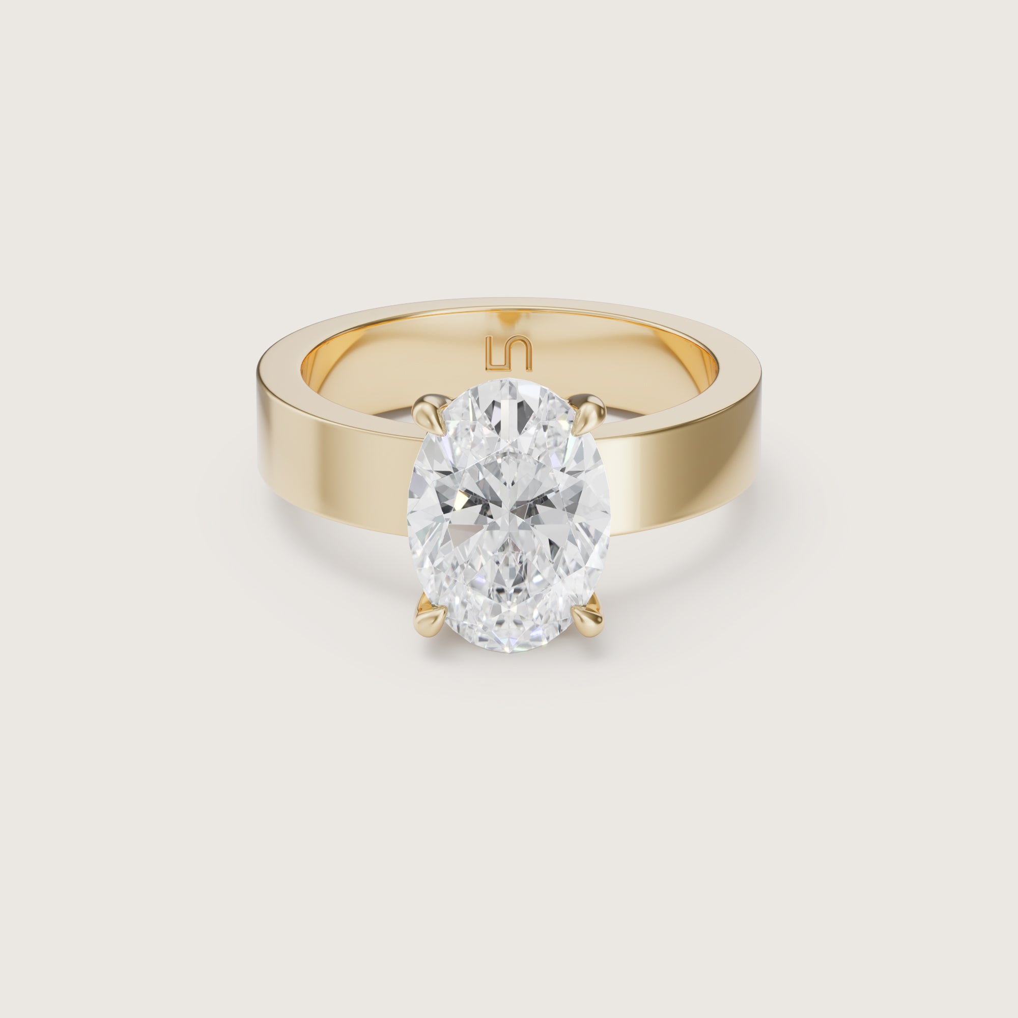 Sfera Oval Flat Band Solitaire Lindelli
