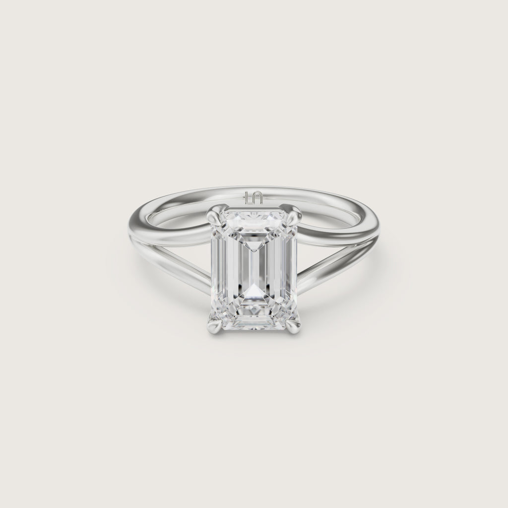 Margot Emerald Split Band Solitaire