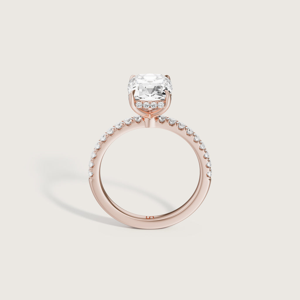 Vera Antique Cut Cushion Solitaire - Hidden Halo Diamond Band