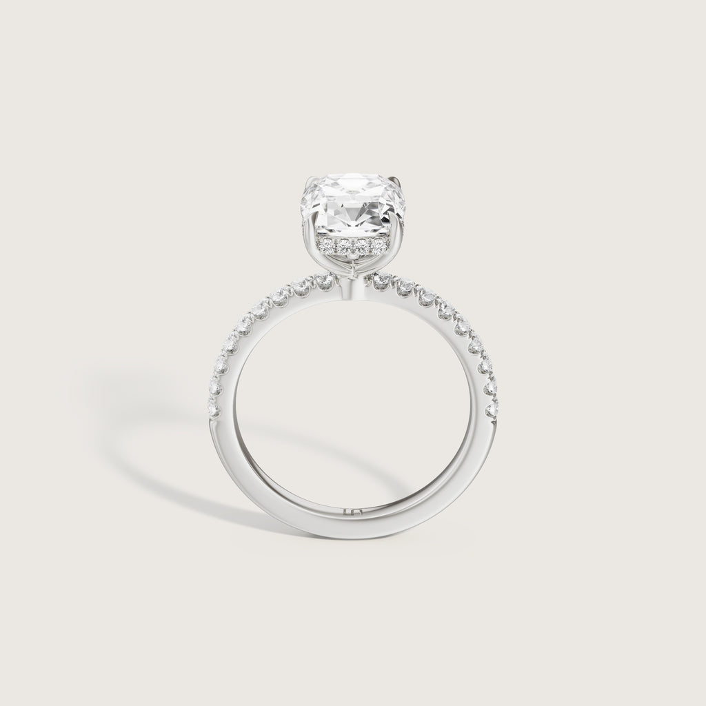 Vera Antique Cut Cushion Solitaire - Hidden Halo Diamond Band