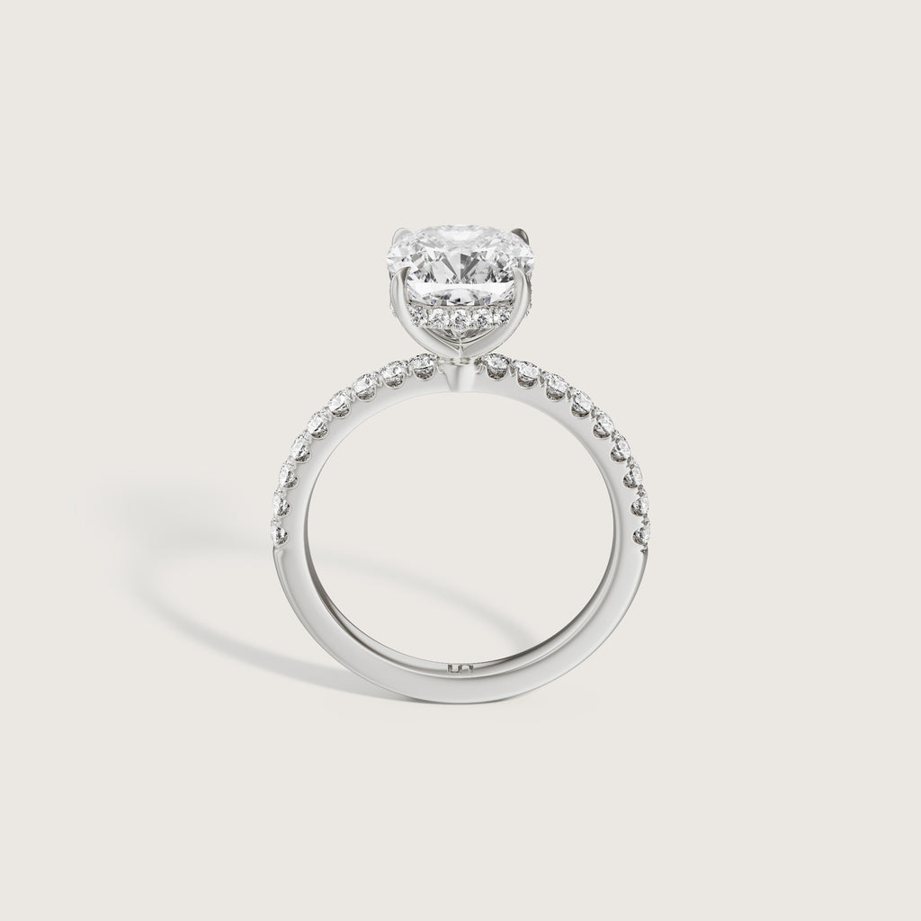Vera Cushion Solitaire - Hidden Halo Diamond Band