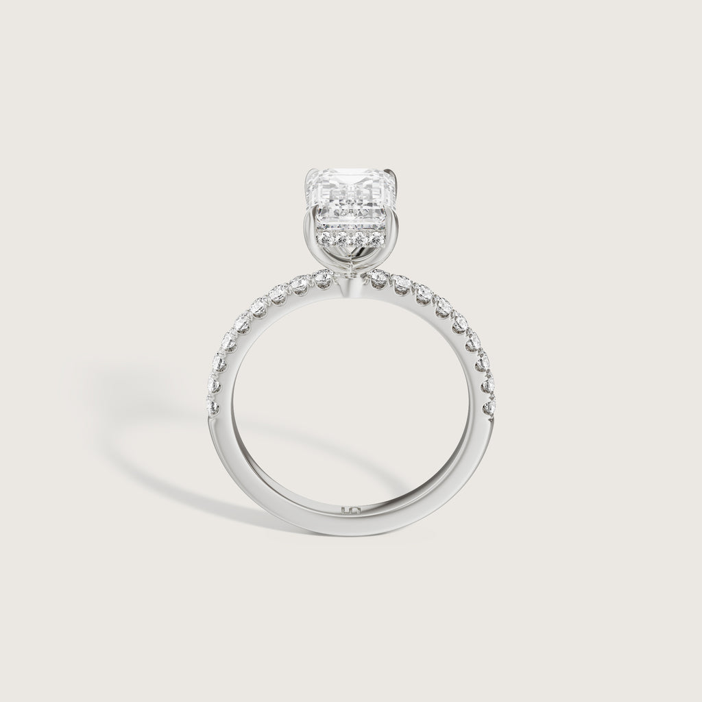 Vera Emerald Solitaire - Hidden Halo Diamond Band