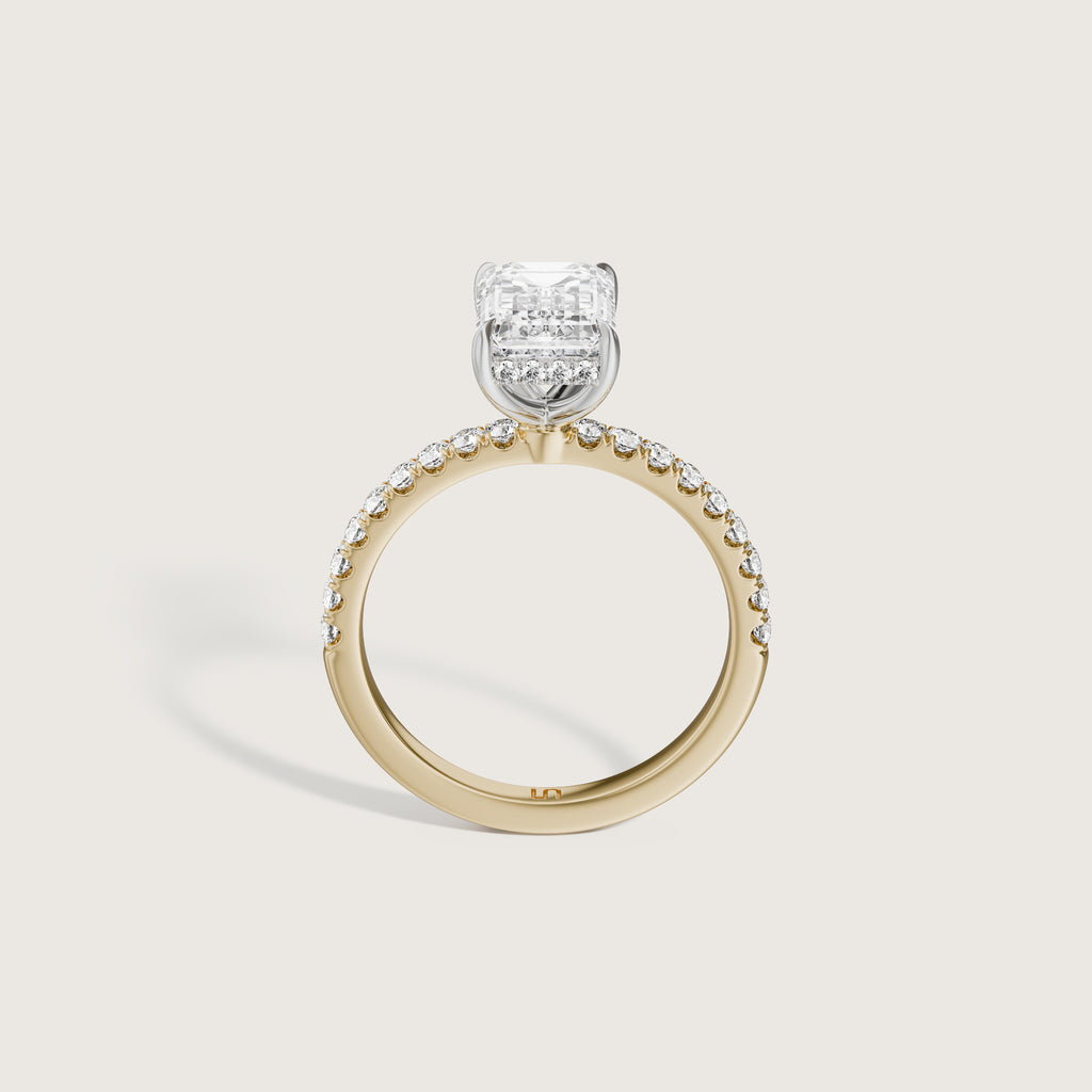 Vera Emerald Solitaire - Hidden Halo Diamond Band